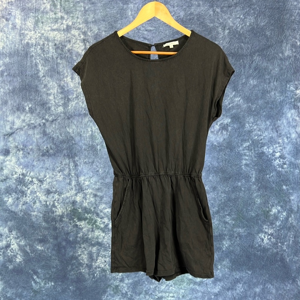 Z Supply Faded Black Charcoal Elastic Waist Romper S